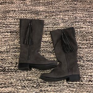 🚨⏰Girls Gray Faux Suede Wonder Nation Knee Boots, Sz 12